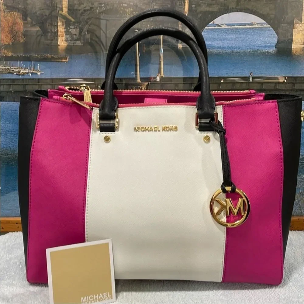 Michael Kors Black, Pink, and White Satchel